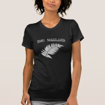 Camiseta del negro del helecho de plata de Nueva Z