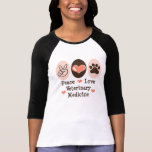 Camiseta del raglán de la veterinaría del amor de 