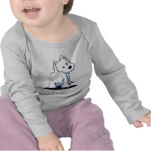 Camiseta larga del niño de la manga de Westie del 
