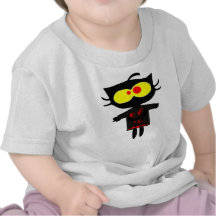 camiseta negra divertida linda del niño del gatito