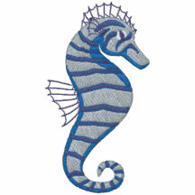 Camisetas azules de Emrbroidered del Seahorse