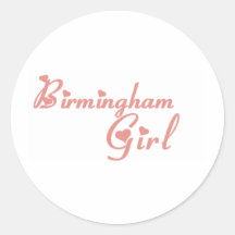 Camisetas del chica de Birmingham Etiquetas Redondas