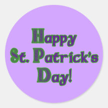 Camisetas del día de St Patrick verde y púrpura Etiqueta Redonda