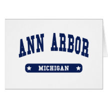Camisetas del estilo de la universidad de Ann Arbo Tarjetón