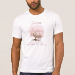 Camisetas rosadas del boda del árbol de la hoja de