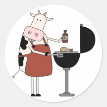 Camisetas y regalos de la barbacoa de la vaca etiquetas redondas