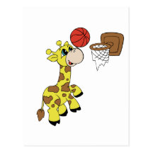 Camisetas y regalos del baloncesto de la jirafa tarjeta postal