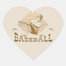 Camisetas y regalos del béisbol del viejo estilo pegatinas corazon personalizadas