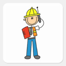 Camisetas y regalos del capataz de la construcción calcomanias cuadradas