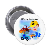 Camisetas y regalos del cumpleaños de la construcc pins