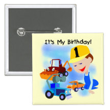 Camisetas y regalos del cumpleaños de la construcc pins
