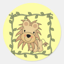 Camisetas y regalos del león del bebé pegatina redonda