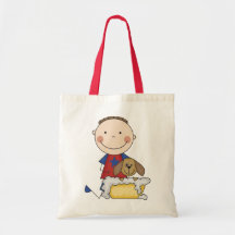 Camisetas y regalos del perro del muchacho que se  bolsa lienzo