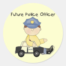 Camisetas y regalos futuros del oficial de policía etiquetas redondas