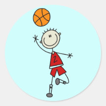 Camisetas y regalos rojos del baloncesto de los mu pegatina redonda