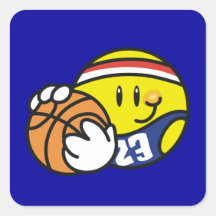 Camisetas y regalos sonrientes del baloncesto calcomanías cuadradases