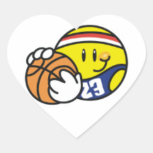 Camisetas y regalos sonrientes del baloncesto colcomanias de corazon personalizadas