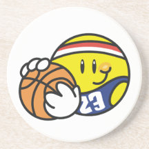 Camisetas y regalos sonrientes del baloncesto posavaso para bebida