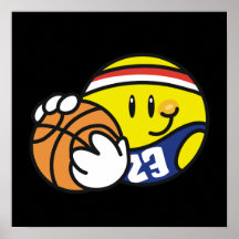 Camisetas y regalos sonrientes del baloncesto poster