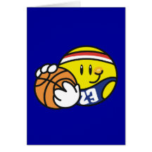Camisetas y regalos sonrientes del baloncesto tarjetas