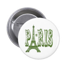 Camisetas y regalos (verde) de París del vintage Pins