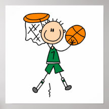 Camisetas y regalos verdes del jugador de básquet  posters