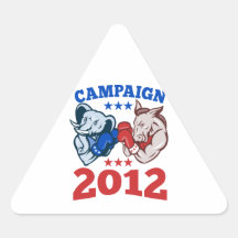 Campaña republicana 2012 del elefante del burro de calcomanías trianguloes personalizadas