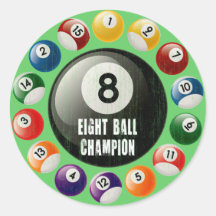 CAMPEÓN DE OCHO BOLAS PEGATINAS  