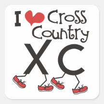 Campo a través del corazón I (amor) que corre XC Pegatina