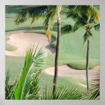 Campo de golf en poster de las zonas tropicales