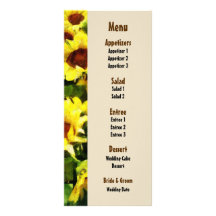 Campo de los girasoles que casan el menú tarjeta publicitaria personalizada