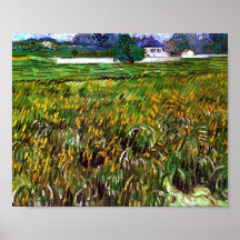 Campo de trigo Auvers, Casa Blanca, Vincent van Go Impresiones