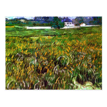 Campo de trigo Auvers, Casa Blanca, Vincent van Go Postales