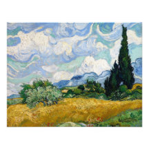 Campo de trigo con la invitación de los cipreses