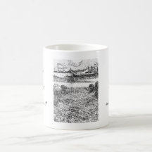 Campo de trigo con las gavillas y Arles Vincent Go Taza De Café