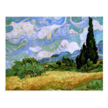 Campo de trigo con los cipreses (F717), Vincent va Postales