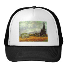 Campo de trigo con los cipreses gorras