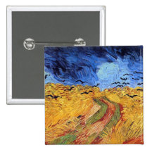 Campo de trigo de Van Gogh con el botón de los cue