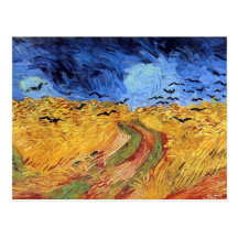 Campo de trigo de Van Gogh con la postal de los cu
