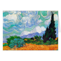 Campo de trigo de Van Gogh con los cipreses (F615) Tarjeton
