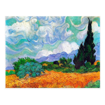 Campo de trigo de Van Gogh con los cipreses (F615) Postales