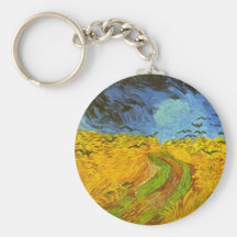 Campo de trigo de Van Gogh con los pájaros de la g Llaveros Personalizados