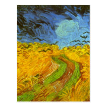 Campo de trigo de Van Gogh con los pájaros de la g Postales