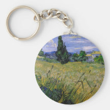 Campo de trigo verde con Cypress de Van Gogh. Llaveros