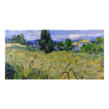 Campo de trigo verde con Cypress de Van Gogh Tarjetas Fotográficas