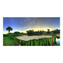 Campos de golf plantilla para tarjeta de foto