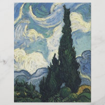 Campos de trigo de Vincent van Gogh con los cipres folletos