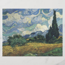 Campos del trigo de Vincent van Gogh con los cipre folletos