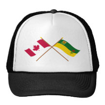 Canadá y banderas cruzadas Saskatchewan Gorros