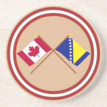 Canadá y Bosnia y banderas cruzadas Herzegovina Posavasos Cerveza